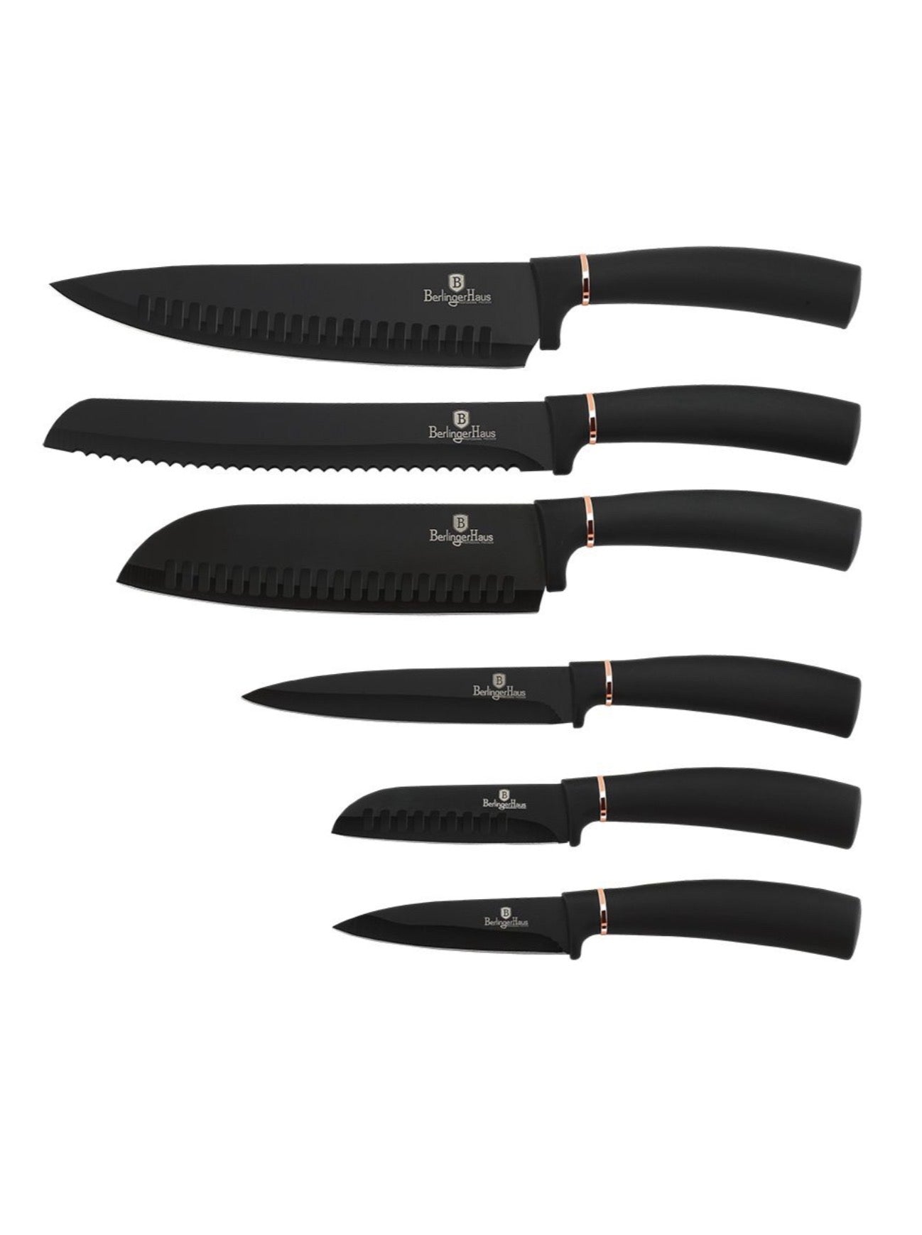 Berlinger Haus 6-Piece Non-Stick Coating Knife Set - Black Rose