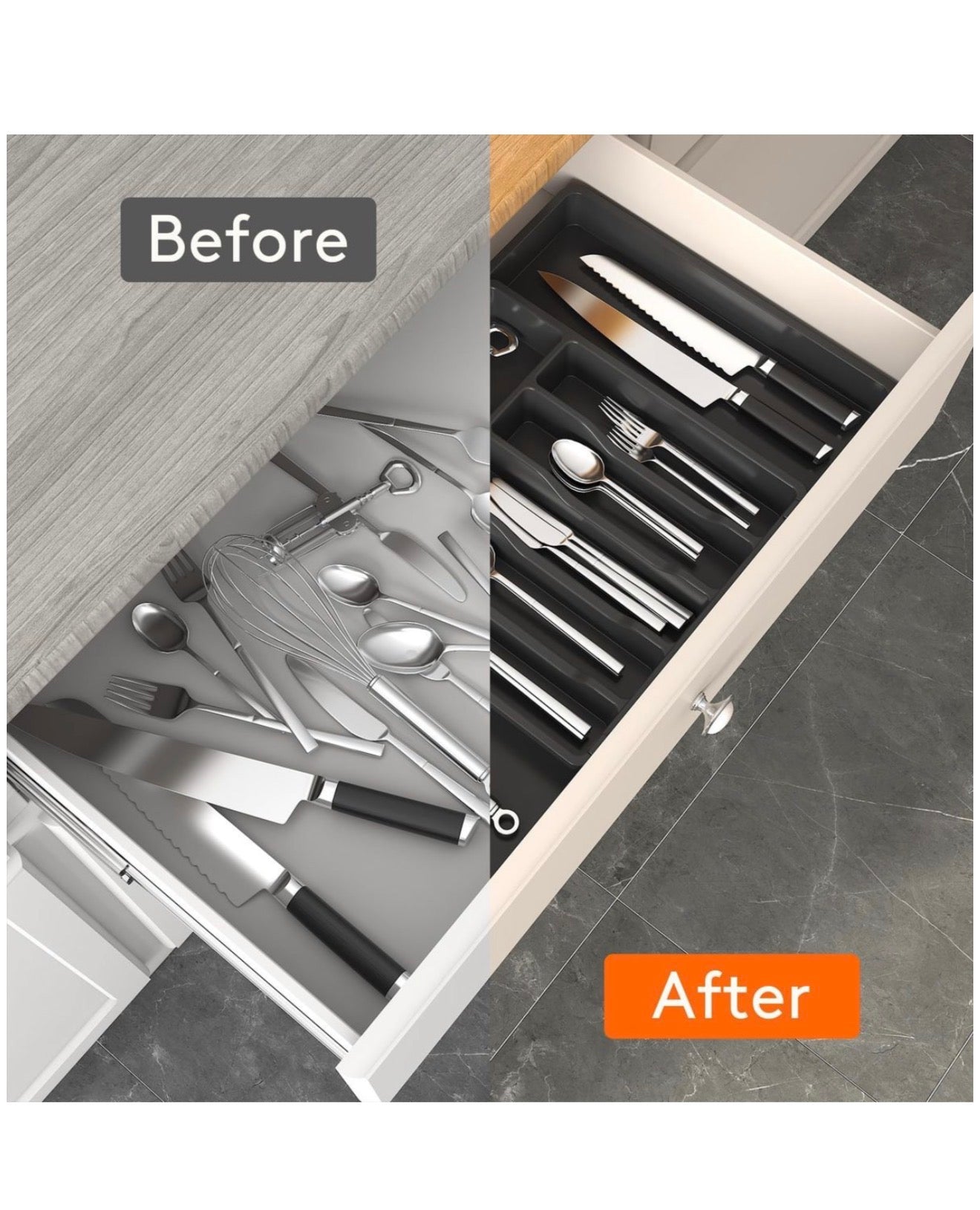 Expandable Drawer Organizer Utensil Tray for Kitchen Organizers and Storage
