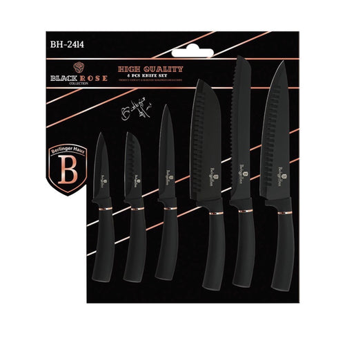 Berlinger Haus 6-Piece Non-Stick Coating Knife Set - Black Rose