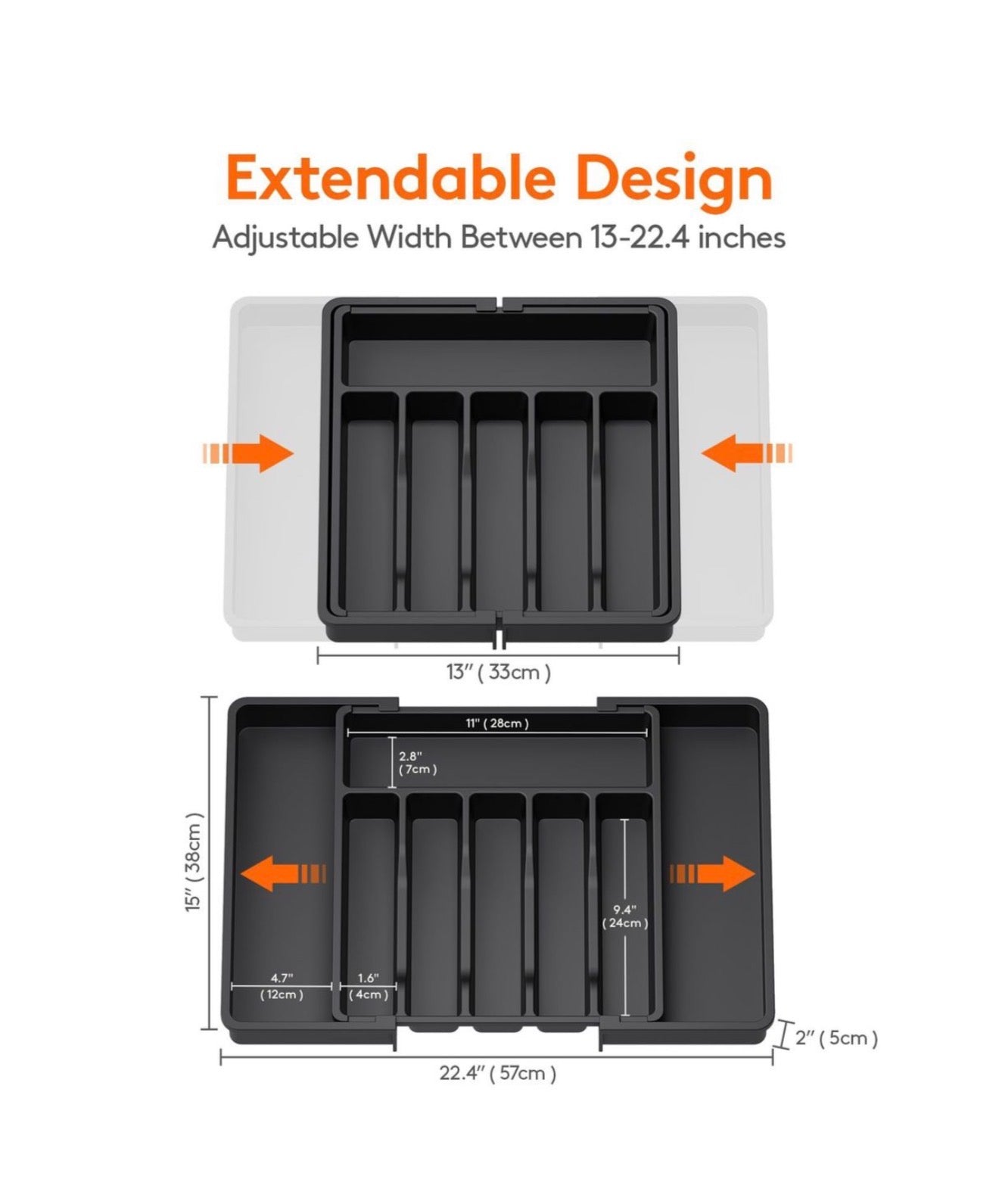 Expandable Drawer Organizer Utensil Tray for Kitchen Organizers and Storage